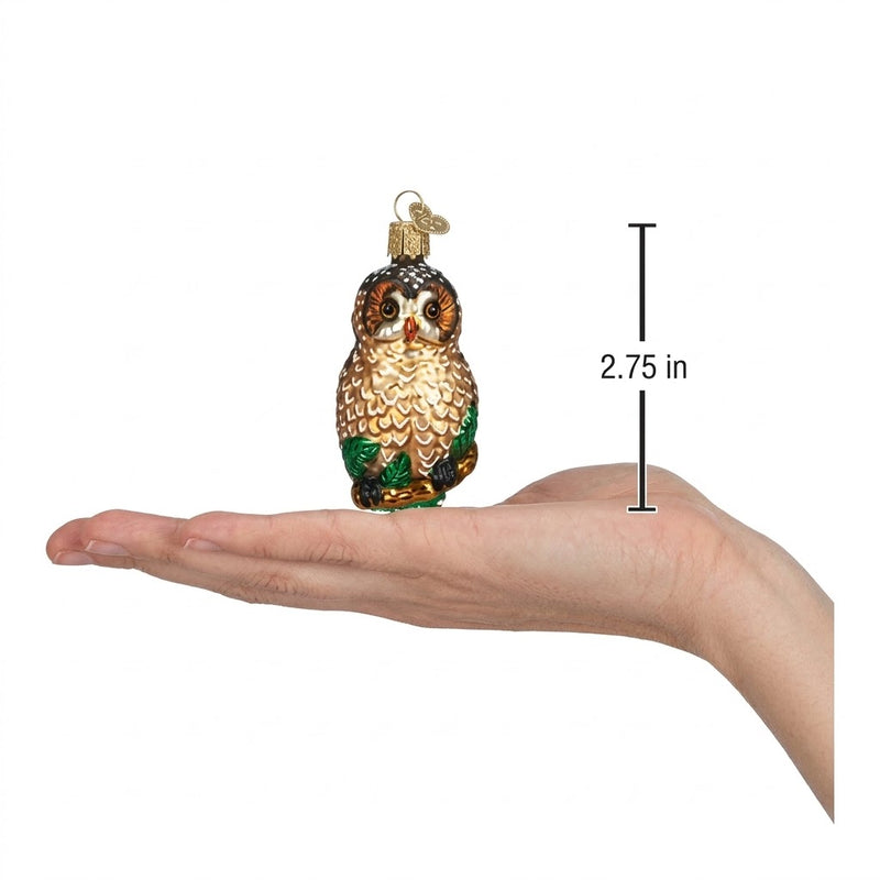 Spotted Owl Ornament with size measurements