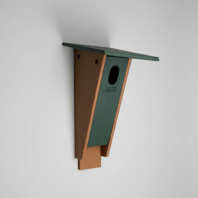 Peterson Blue Bird House - Turf Green and Cedar side view