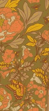 Organic Cotton Baby Bib - Peonies/Moss