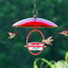 Mosaic Birds Petite 11" Glass Baffle Weather Dome withHummble Bold Hanging Sphere Hummingbird Feeder with Red Perch 