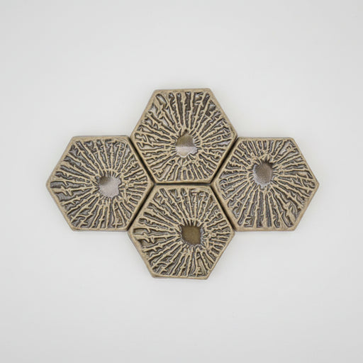 Petoskey Stone Eye Hexagon Tile seen in a group (this listing is for one tile only. )