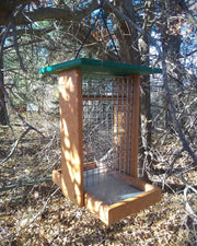 Peanut Feeder for Whole Peanuts - tan with green roof