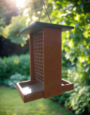 Peanut Feeder for Whole Peanuts - tan with green roof