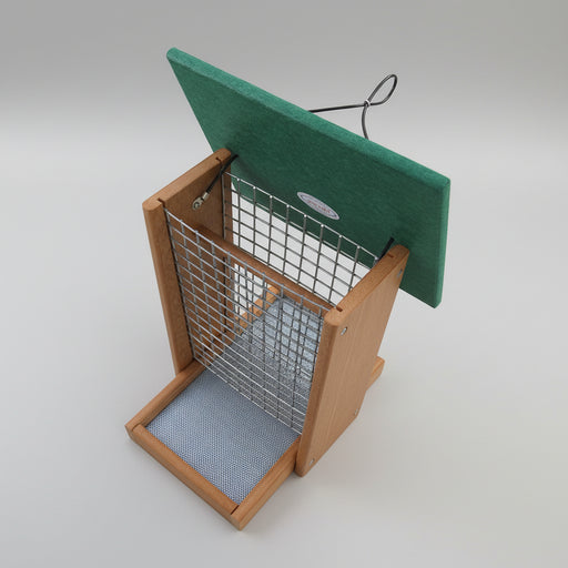 Peanut Feeder for Whole Peanuts - tan with green roof