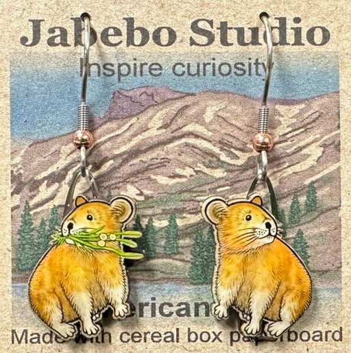 American Pika Earrings with packaging