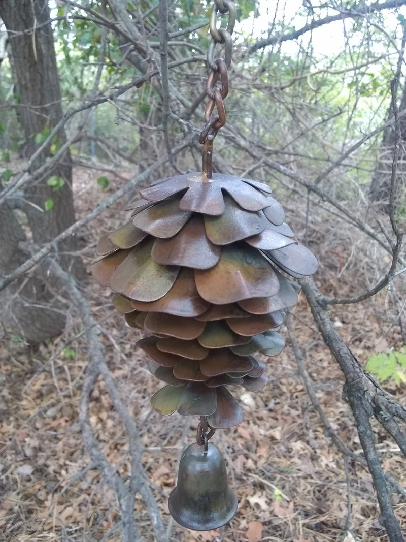 Hanging Pine Cone with Bell Flamed Finish