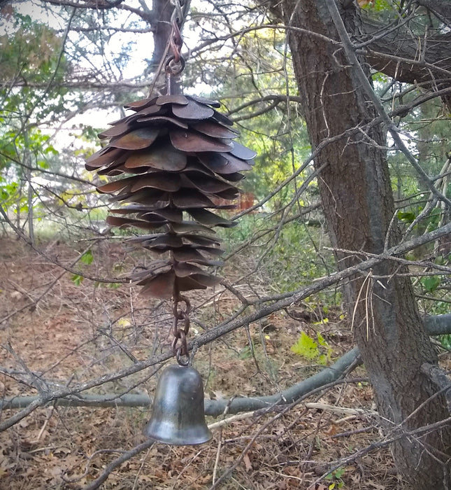 Hanging Pine Cone with Bell Flamed Finish