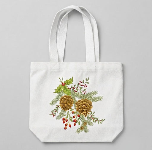 Holiday Pinecones Gift Tote