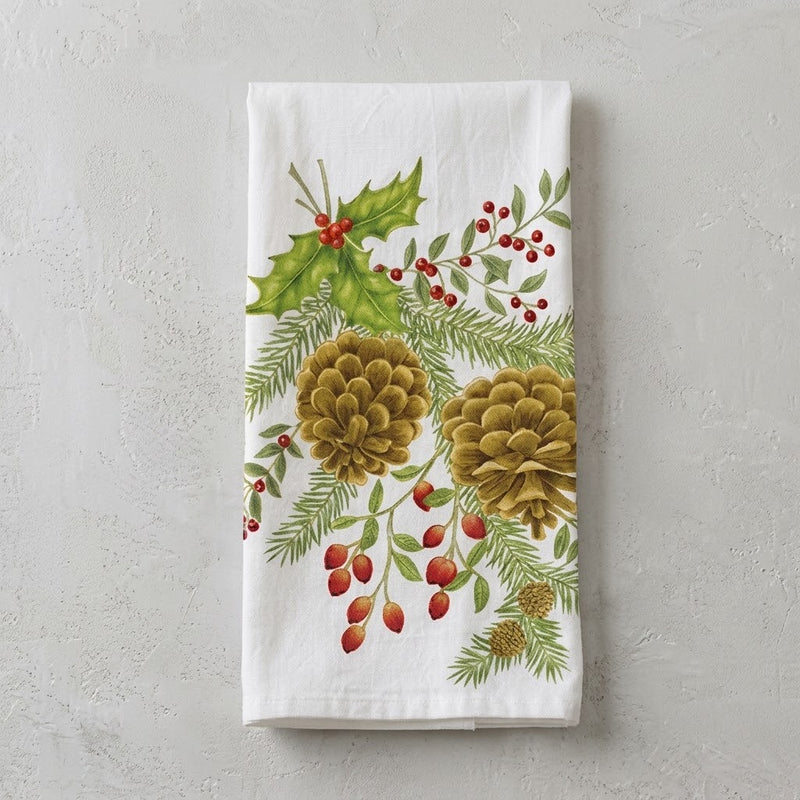 holiday pinecones towel