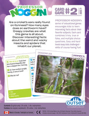 Prof. Noggin Insects and Spiders Card Game back of game box 