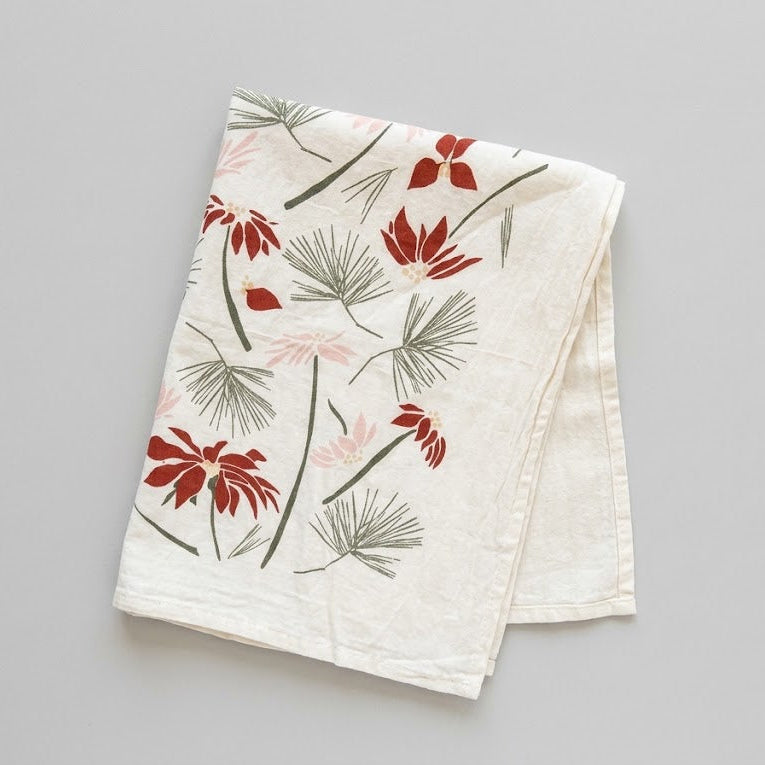 Poinsettia and Pine Towel