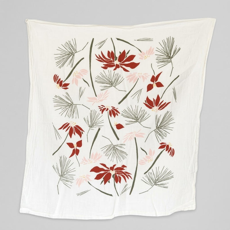 Poinsettia and Pine Towel
