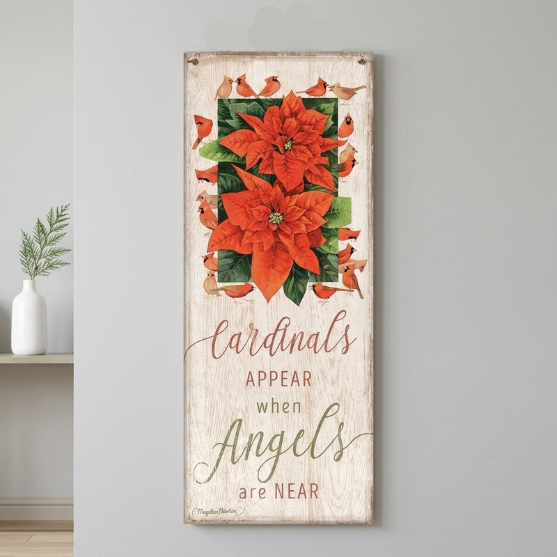 Cardinals Appear When Angels Are Near 12" x 30" Wood Sign