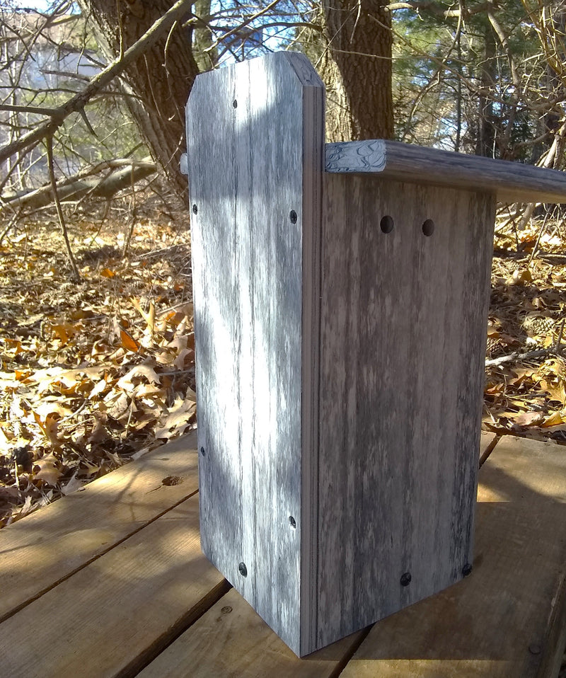 Recycled Plastic Bluebird House with Predator Guard - Marble Gray/Navy - back of house