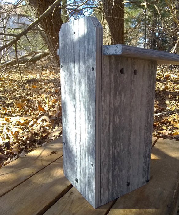 Recycled Plastic Bluebird House with Predator Guard - Marble Gray/Navy - back of house