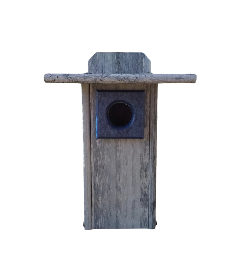 Recycled Plastic Bluebird House with Predator Guard - Marble Gray/Navy