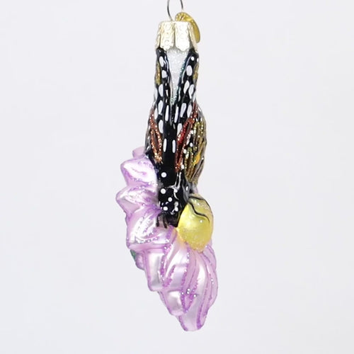 monarch butterfly on flower ornament 360 view