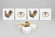 Dolomite Coaster Set - Provencal Floral Rooster and Bee
The four coaster you get and how they comp packaged in raffia. 