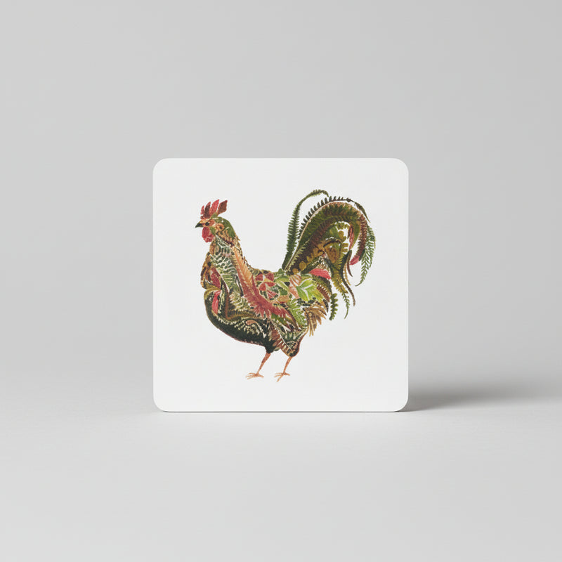 Dolomite Coaster Set - Provencal Floral Rooster and Bee - Floral rooster