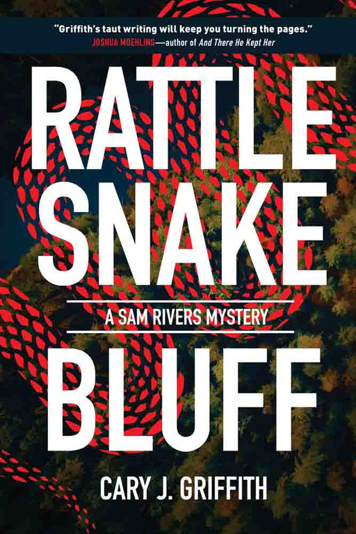 Book cover of 'Rattle Snake Bluff' with a snake pattern and text.