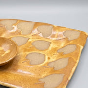 Square Embossed Stoneware Platter with Bowl - Eastern Redbud
closeup