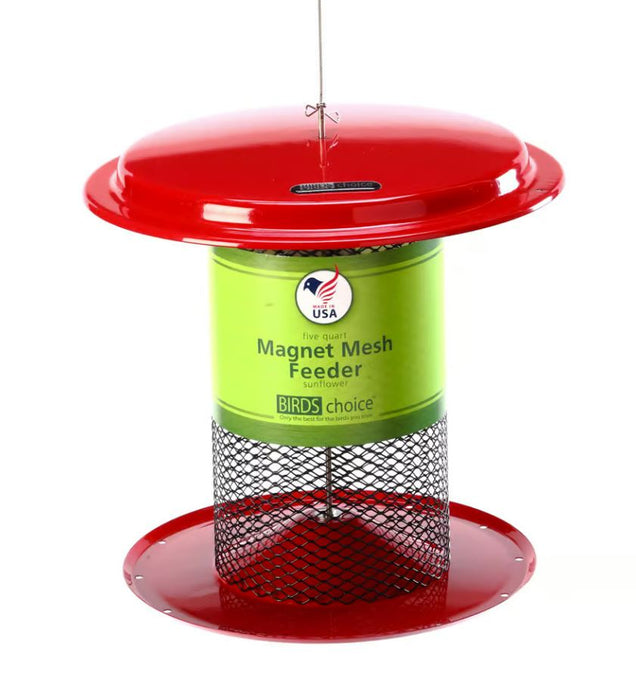 Magnet Mesh Hanging Bird Feeder for Sunflower in Red