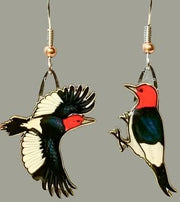 Read Headed Woodpecker Earrings