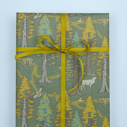 Recyclable Gift Wrap / Double-Sided Wrapping Paper: Redwoods- RIbbon not included