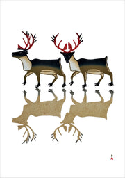 Kananginak Pootoogook: Caribou Reflection Holiday Cards
