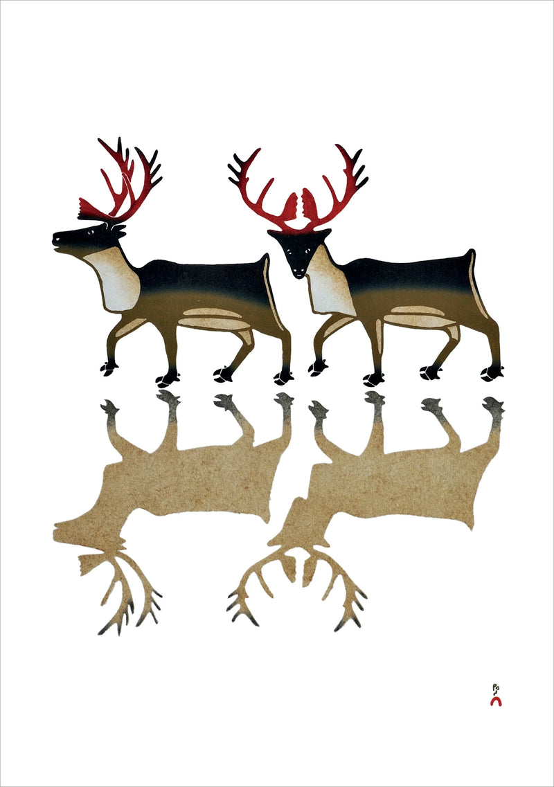 Kananginak Pootoogook: Caribou Reflection Holiday Cards