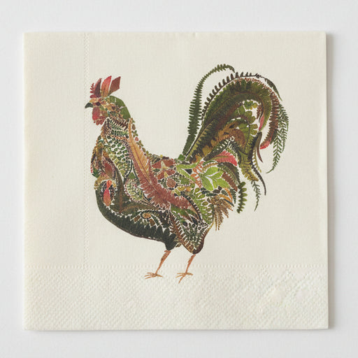 Green Rooster Paper Napkins - lunch size