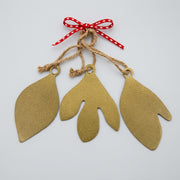 Gold color Sassafras Trio Leaf Ornaments