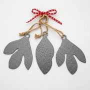 silver vein Sassafras Trio Leaf Ornaments
