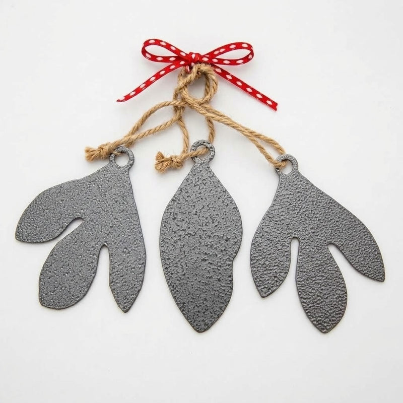 silver vein Sassafras Trio Leaf Ornaments