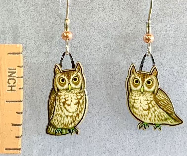 Screech Owl (Red) Earrings