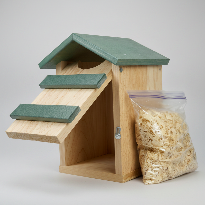 Screech Owl House - wood shaving included