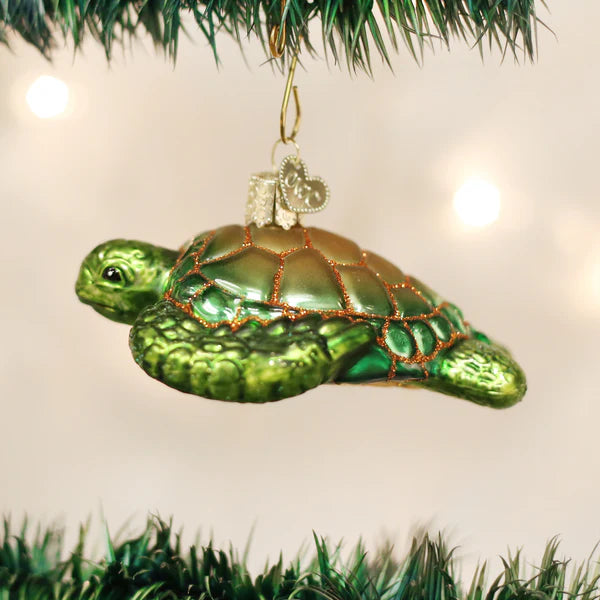 Old World Christmas Green Sea Turtle Ornament - Thumbnail 5