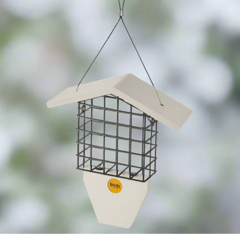 Suet Feeder with Tail Prop - Sea Salt White