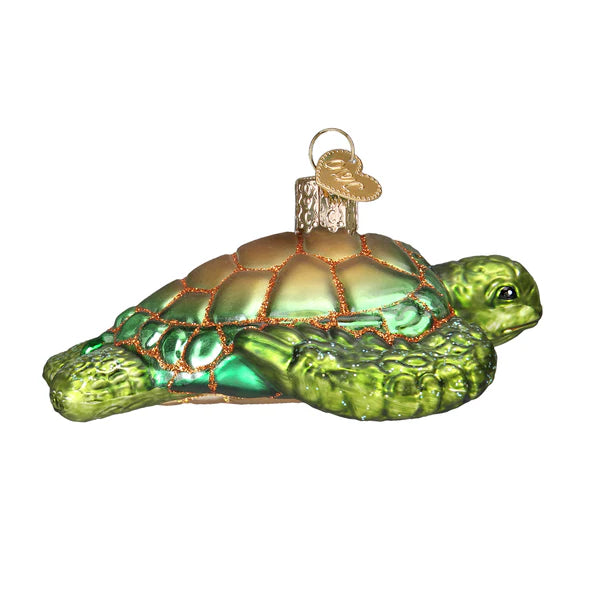Old World Christmas Green Sea Turtle Ornament - Thumbnail 4