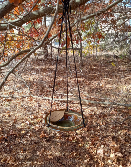 Hanging Bird Bath - Shellbark Hickory Leaf Bowl