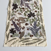 Table Runner Leaves- Silk Noil with No Dye
