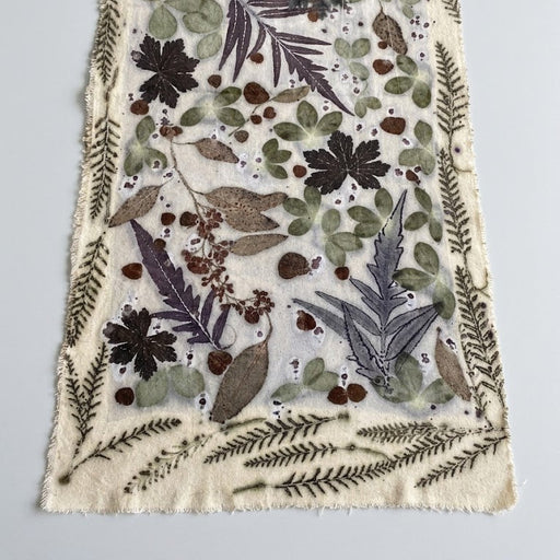 Table Runner Leaves- Silk Noil with No Dye
