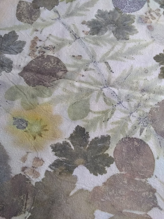 Table Runner Leaves- Silk Noil with Maple and Coreopsis