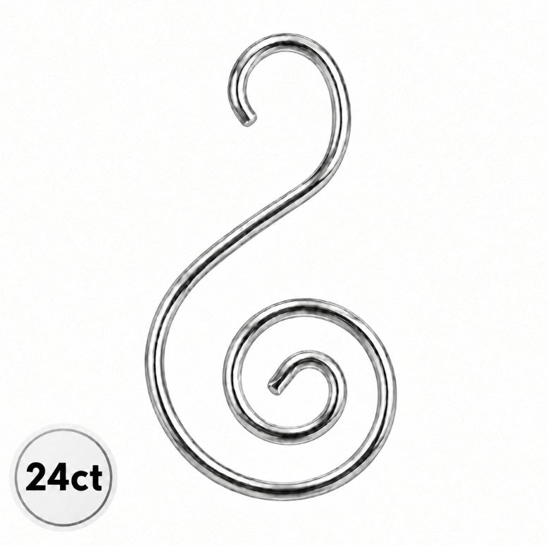 Ornament Hangers - Silver S-Hooks - 24 Count