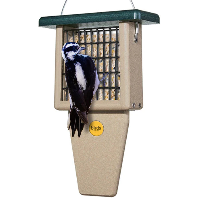 Single Suet Cake with Tail Prop Feeder - green roof