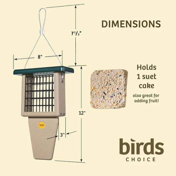 Single Suet Cake with Tail Prop Feeder - dimensions