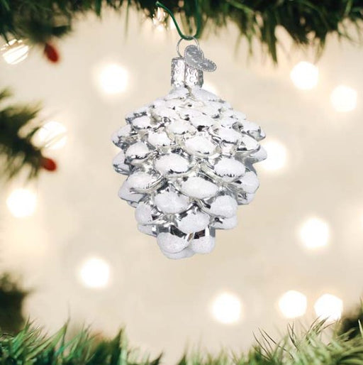 Snow-capped Silver Snowy Cone Ornament