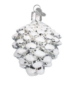 Snow-capped Silver Snowy Cone Ornament