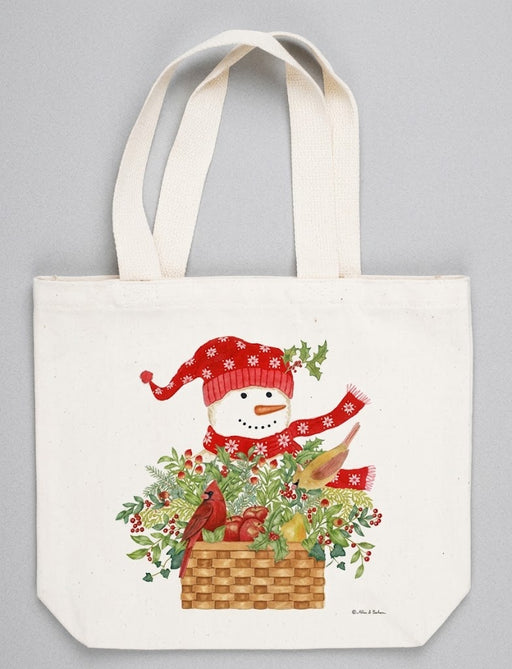 snowman with basket gift tote