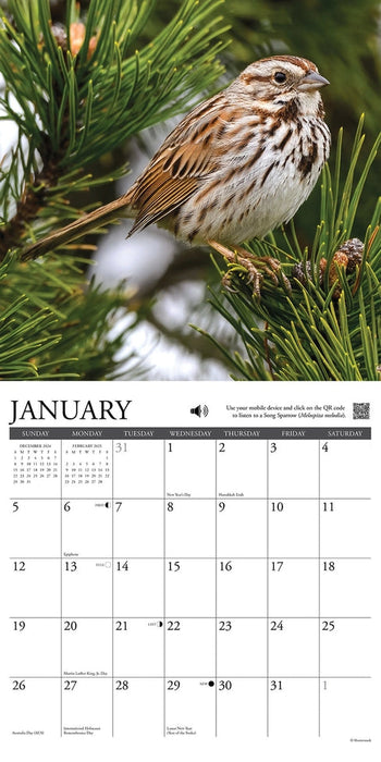 Songbirds 2025 Wall Calendar sample page